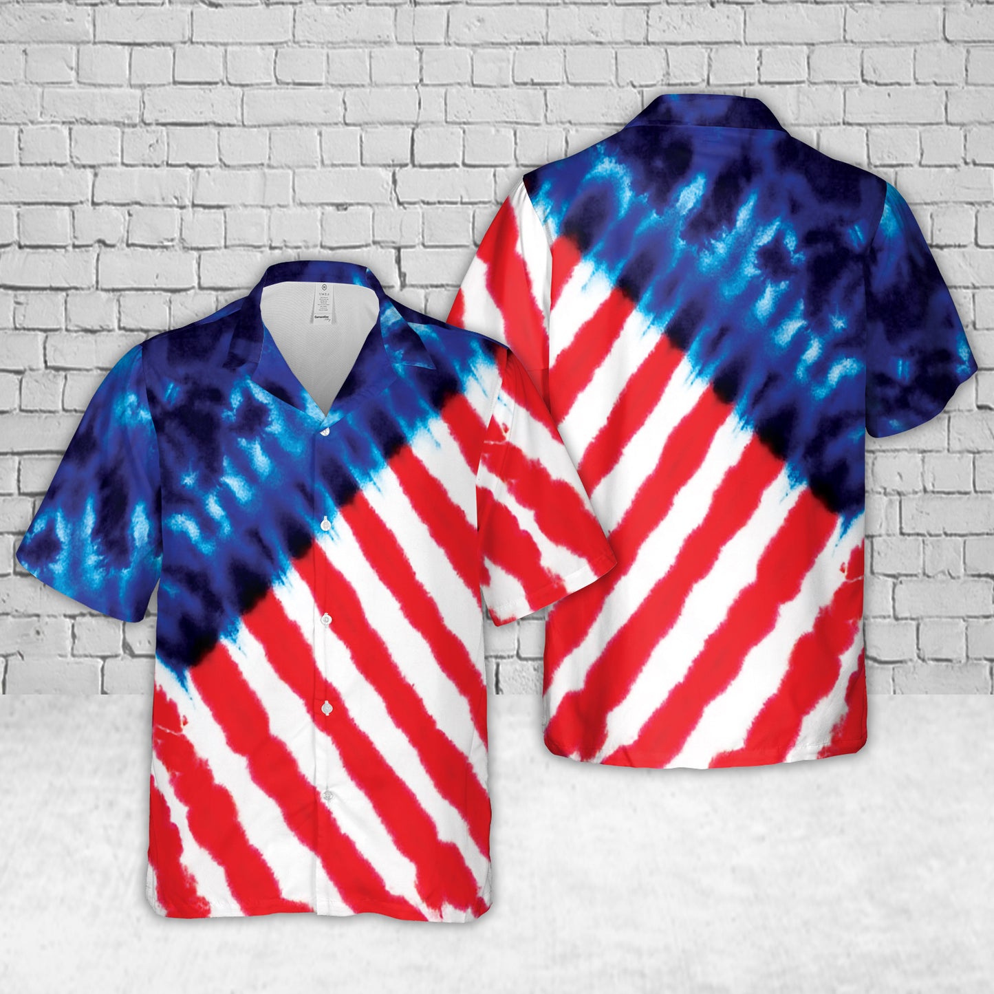 Red, White, and Blue Tie Dye, 4th of July Hawaiian Shirt