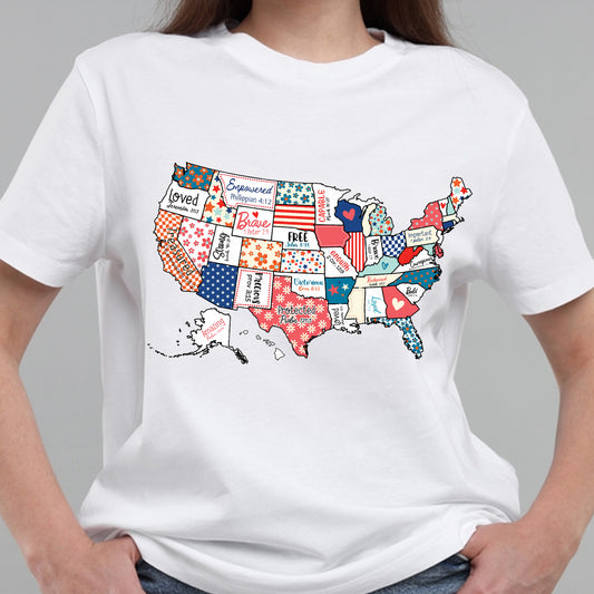 Retro America USA Map 4th Of July Classic Unisex T-Shirt Gildan 5000 (Made In US)
