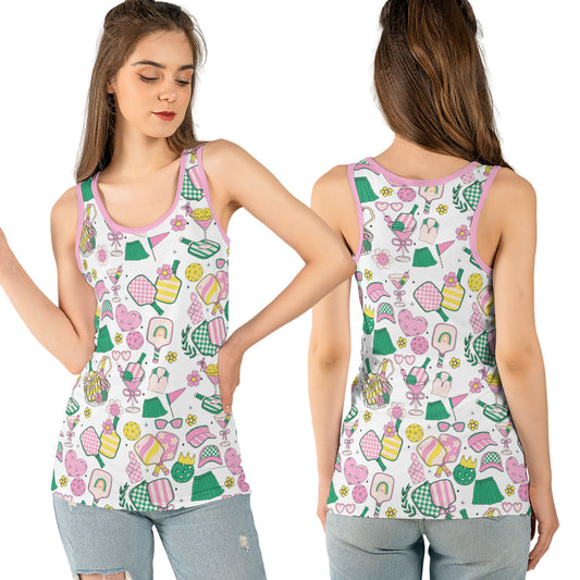 Retro Pink Pickleball AOP Women's Tank Top