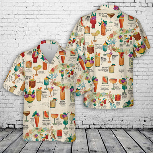 Retro Tiki Drink Menu Hawaiian Shirt