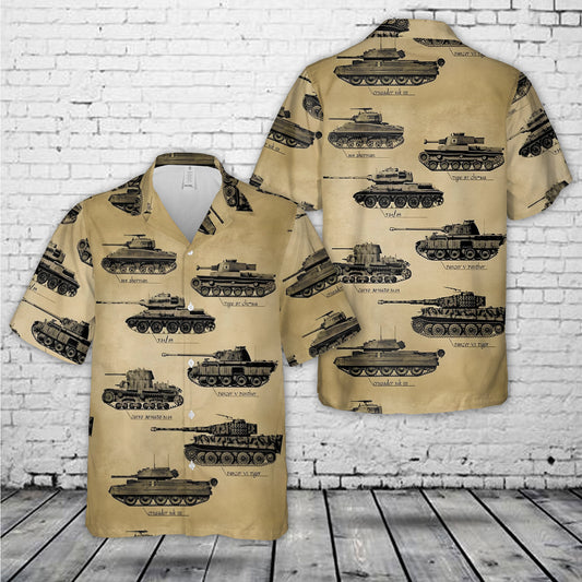 Retro World War II Tanks Hawaiian Shirt