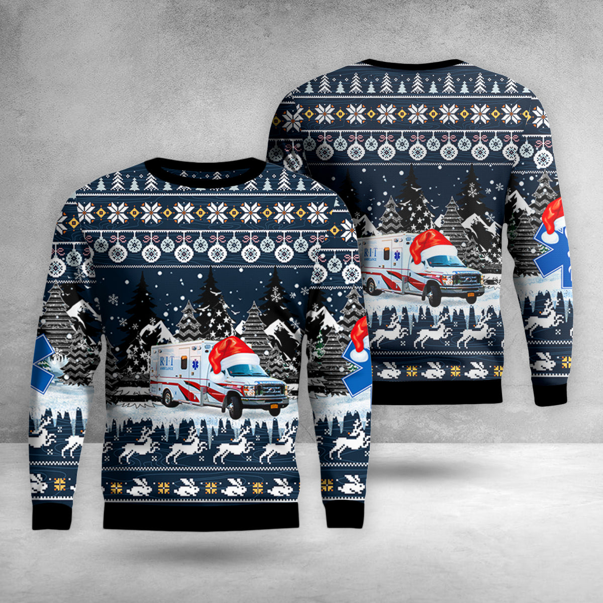 Christmas Rit Rochester, New York, RIT Ambulance Christmas AOP Sweater – Merch Gears