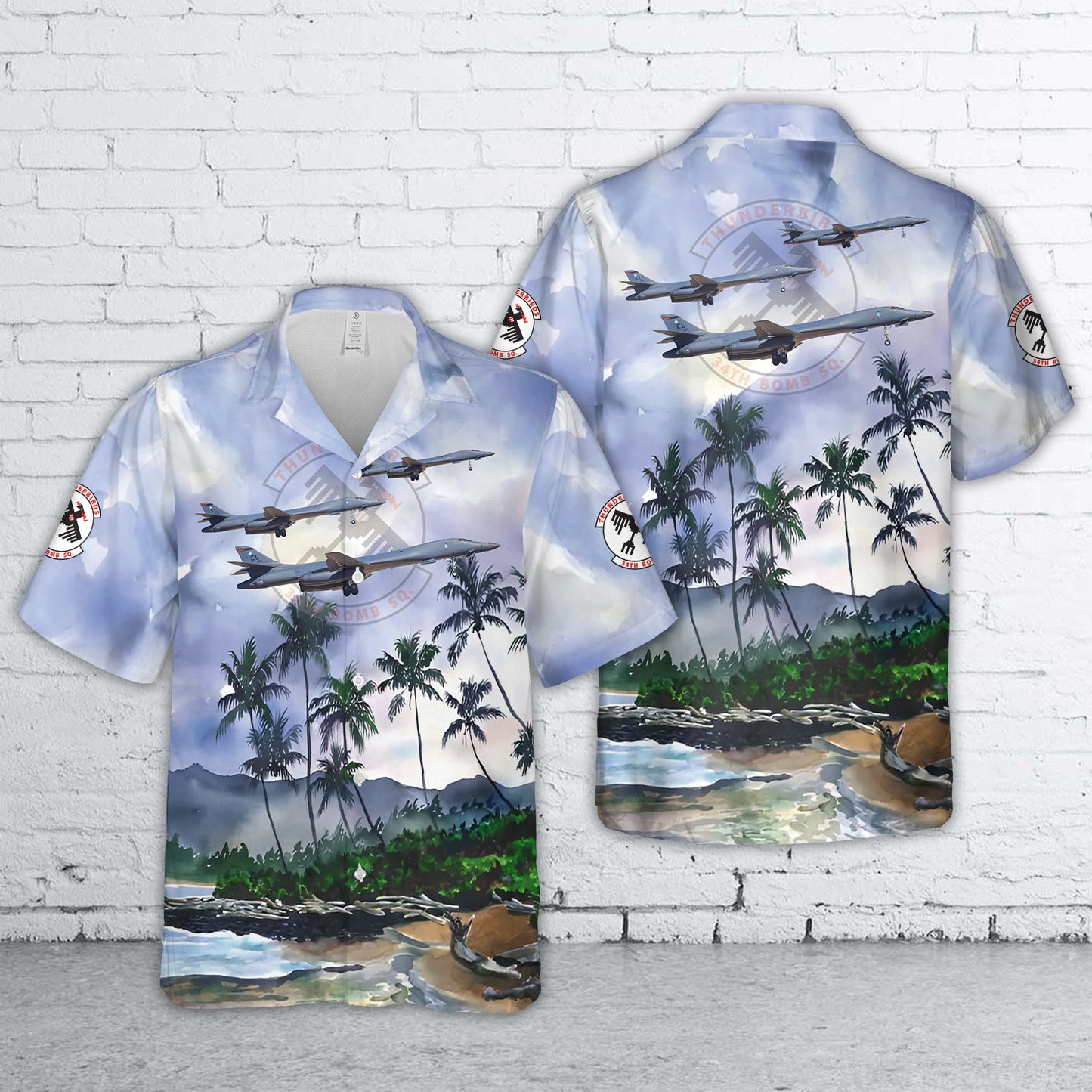 Rockwell B-1B Lancer of the 34th Bomb Squadron "Original Thunderbirds" Hawaiian Shirt