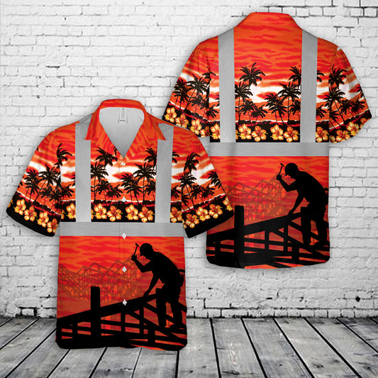 Roofer Sunset Tropical Hawaiian Shirt