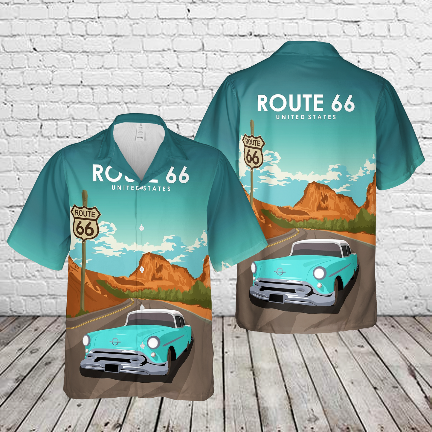 Route 66 Vintage Retro American Travel Hawaiian Shirt