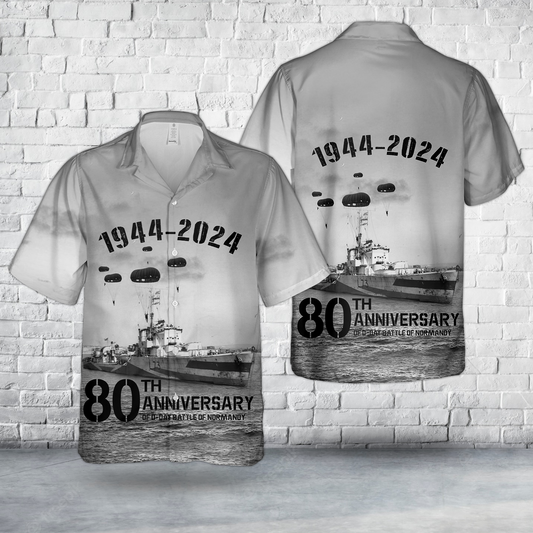 Royal Navy HMS Melbreak (L73) In Omaha Beach Hawaiian Shirt