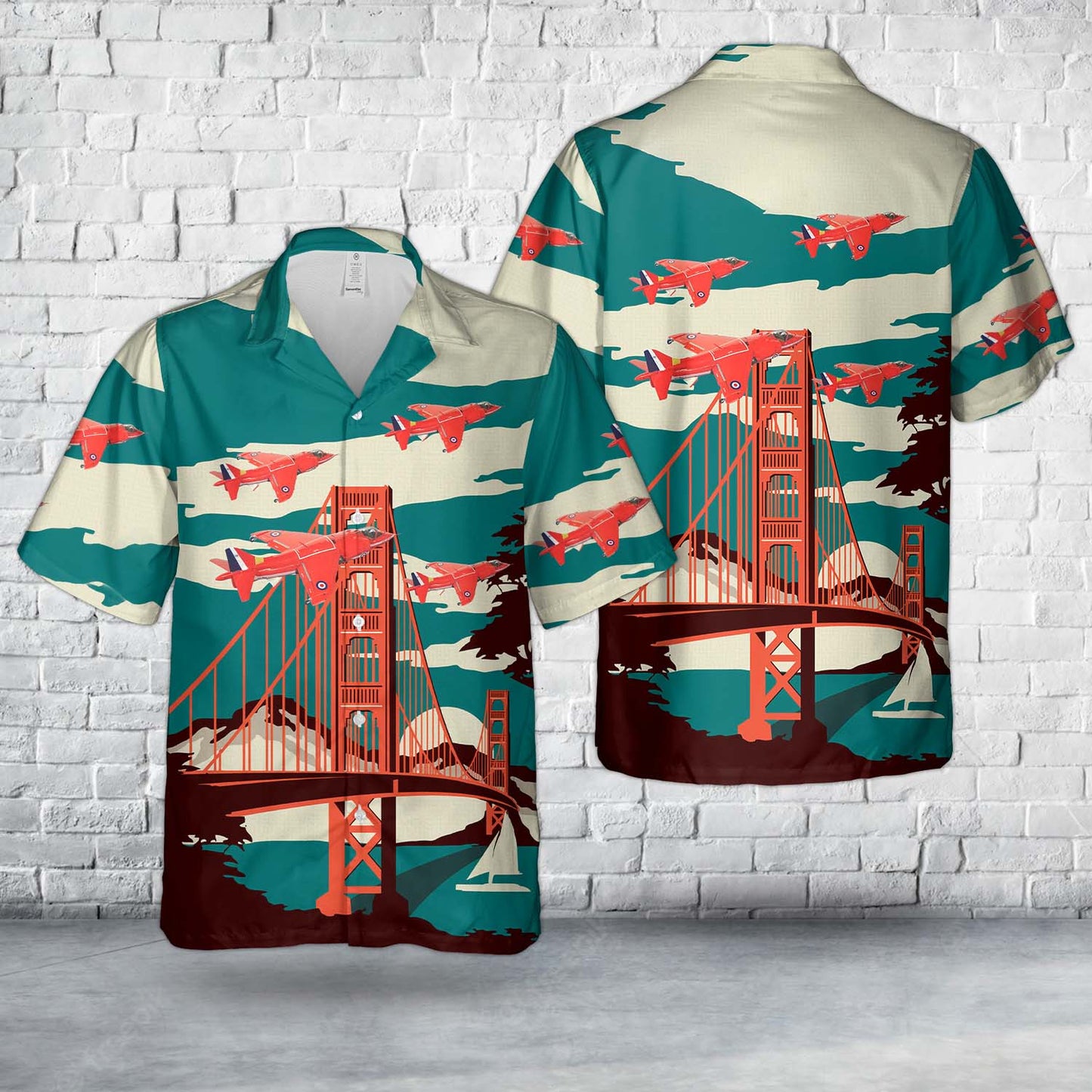 Royal Air Force Aerobatic Team Hawker Siddeley "Harrier" GR.1, aircraft "XV 764" of the "Red Arrows" Hawaiian Shirt