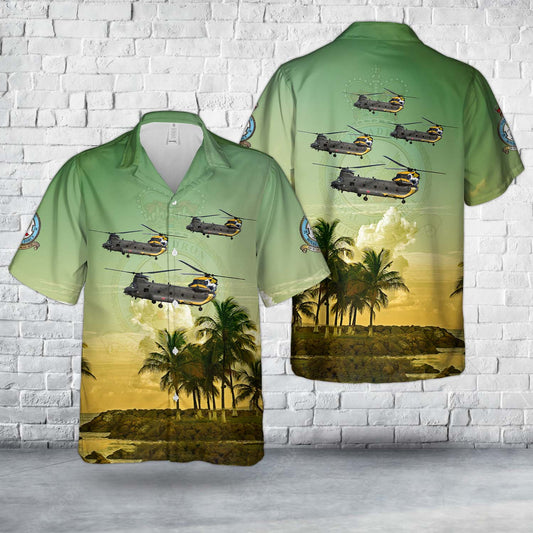 Royal Air Force Boeing Chinook HC.4 ZH777 No. 28 Squadron RAF 100 Years Hawaiian Shirt