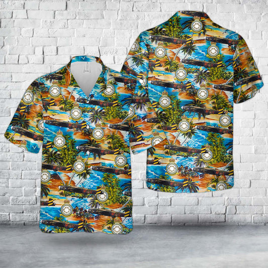 Royal Air Force RAF 158 Squadron "Strength in Unity" Handley Page Halifax MK III NP-G "Clueless" Hawaiian Shirt