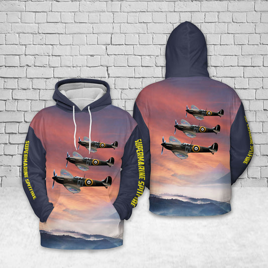 Royal Air Force Supermarine Spitfire Mk1 N3200 G-CFGJ QV RAF 19 Squadron 3D Hoodie