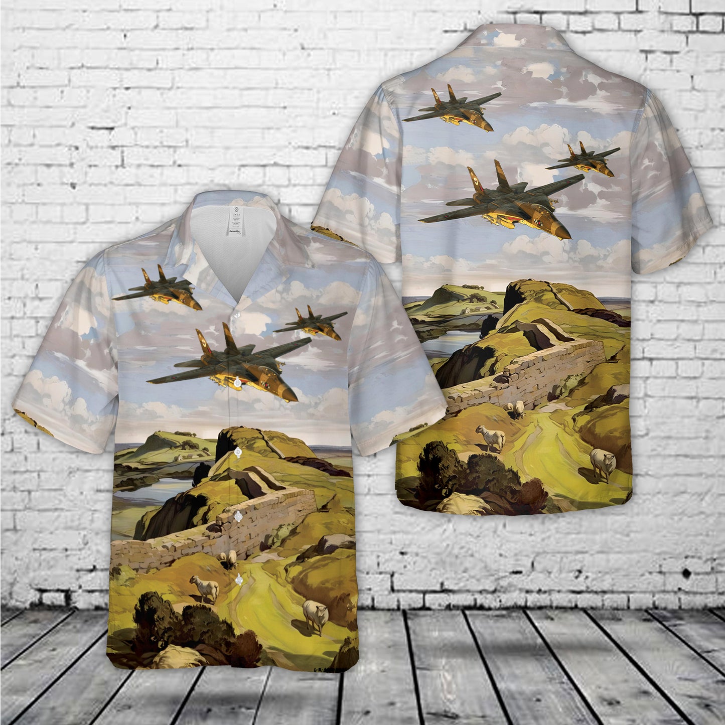 Royal Air Force Tomcat FGR.2 (F-14M) 1980s No 43 Sqn Camo Hawaiian Shirt