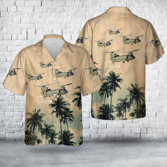 Royal Air Force Chinook CH47 helicopter, ZA718 Bravo November Hawaiian Shirt
