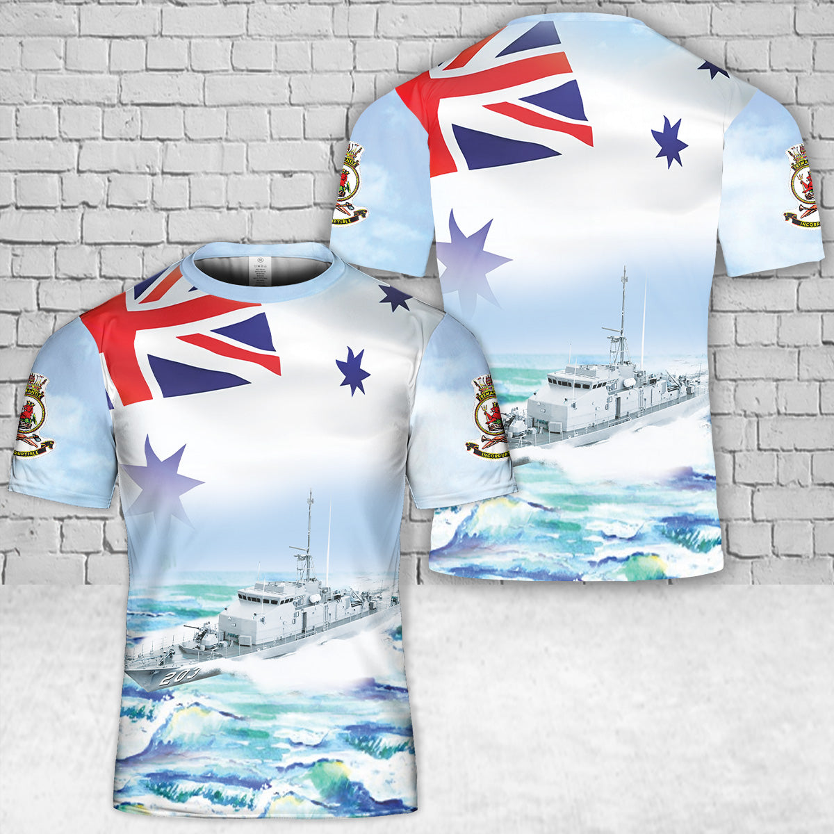 Royal Australian Navy HMAS Fremantle (FCPB 203) Fremantle-class patrol boat Australian White Ensign T-Shirt 3D