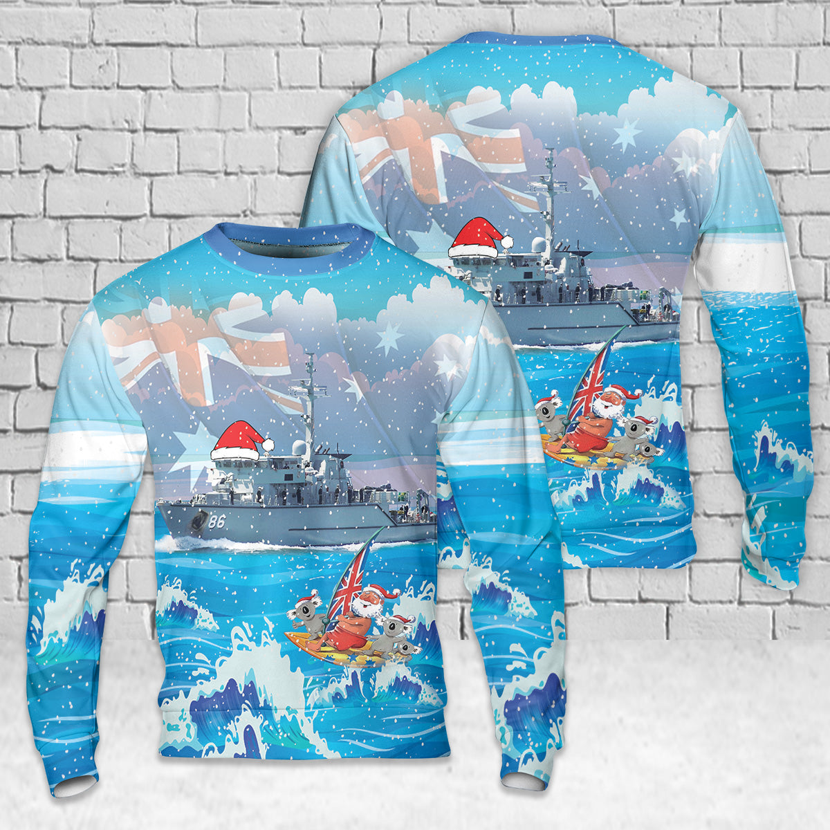 Royal Australian Navy Minehunter HMAS Diamantina Christmas AOP Sweater