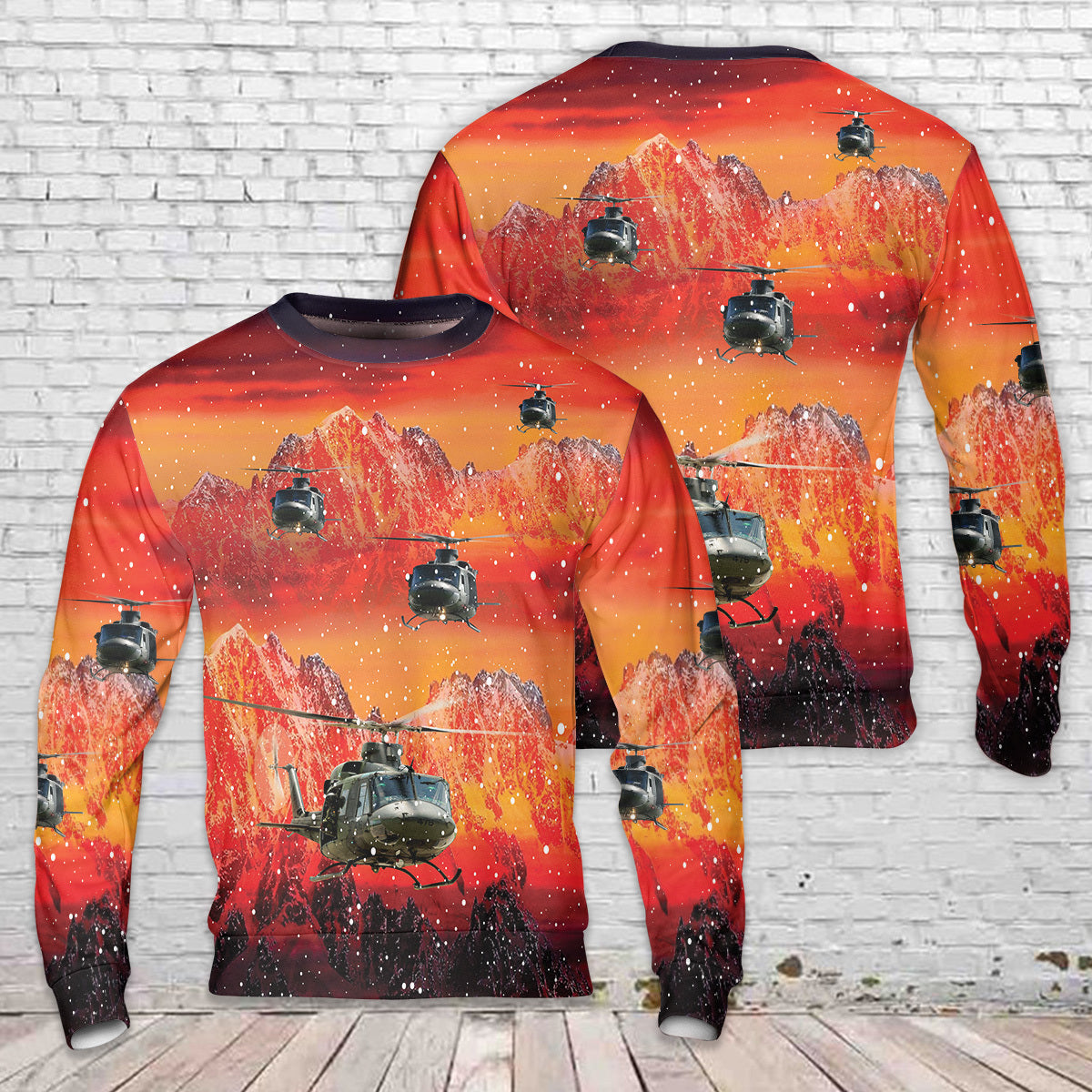 Royal Canadian Air Force 408 Tactical Helicopter Squadron CH-146 Griffon AOP Ugly Christmas Sweater