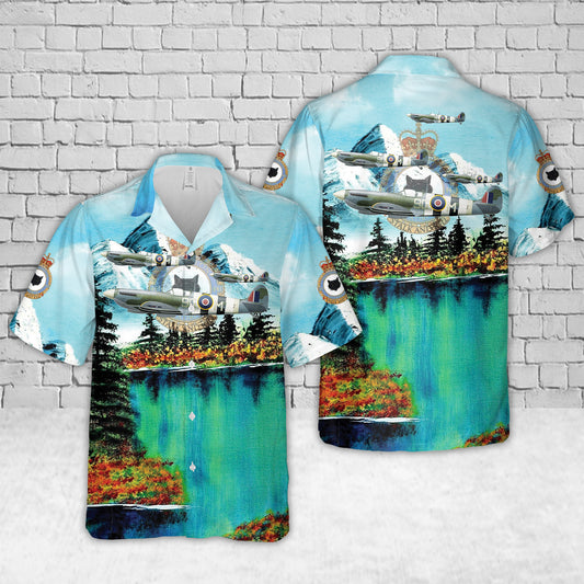 Royal Canadian Air Force Supermarine Spitfire Mk.IX MK417 Of 441 Tactical Fighter Squadron "Silver Fox" Hawaiian Shirt