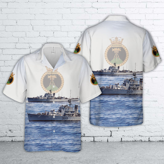 Royal Canadian Navy HMCS Beacon Hill FFE 303 Prestonian-class frigate Hawaiian Shirt