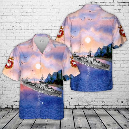 Royal Canadian Navy HMCS Buckingham FFE 314 Prestonian-class frigate Hawaiian Shirt