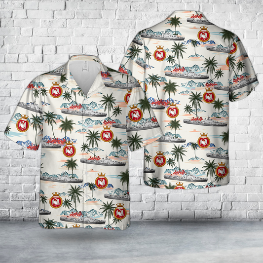 Royal Canadian Navy HMCS Buckingham FFE 314 Prestonian-class frigate Hawaiian Shirt