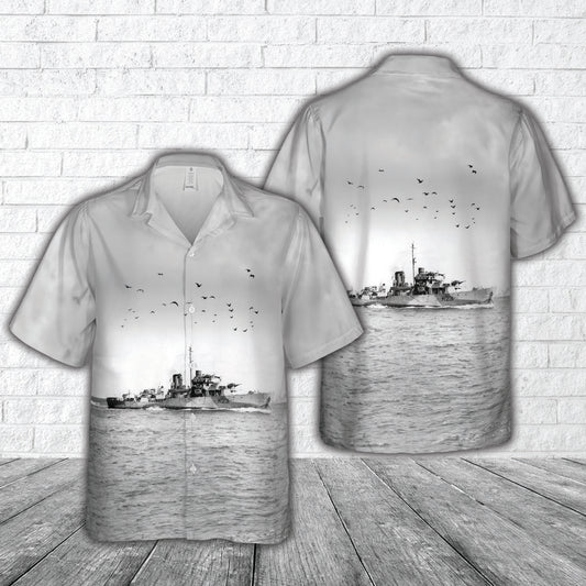 Royal Canadian Navy HMCS Calgary (K231) Flower-class corvettes In WWII Hawaiian Shirt