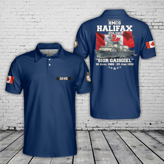 Custom Name Royal Canadian Navy HMCS Halifax (FFH 330) Polo Shirt