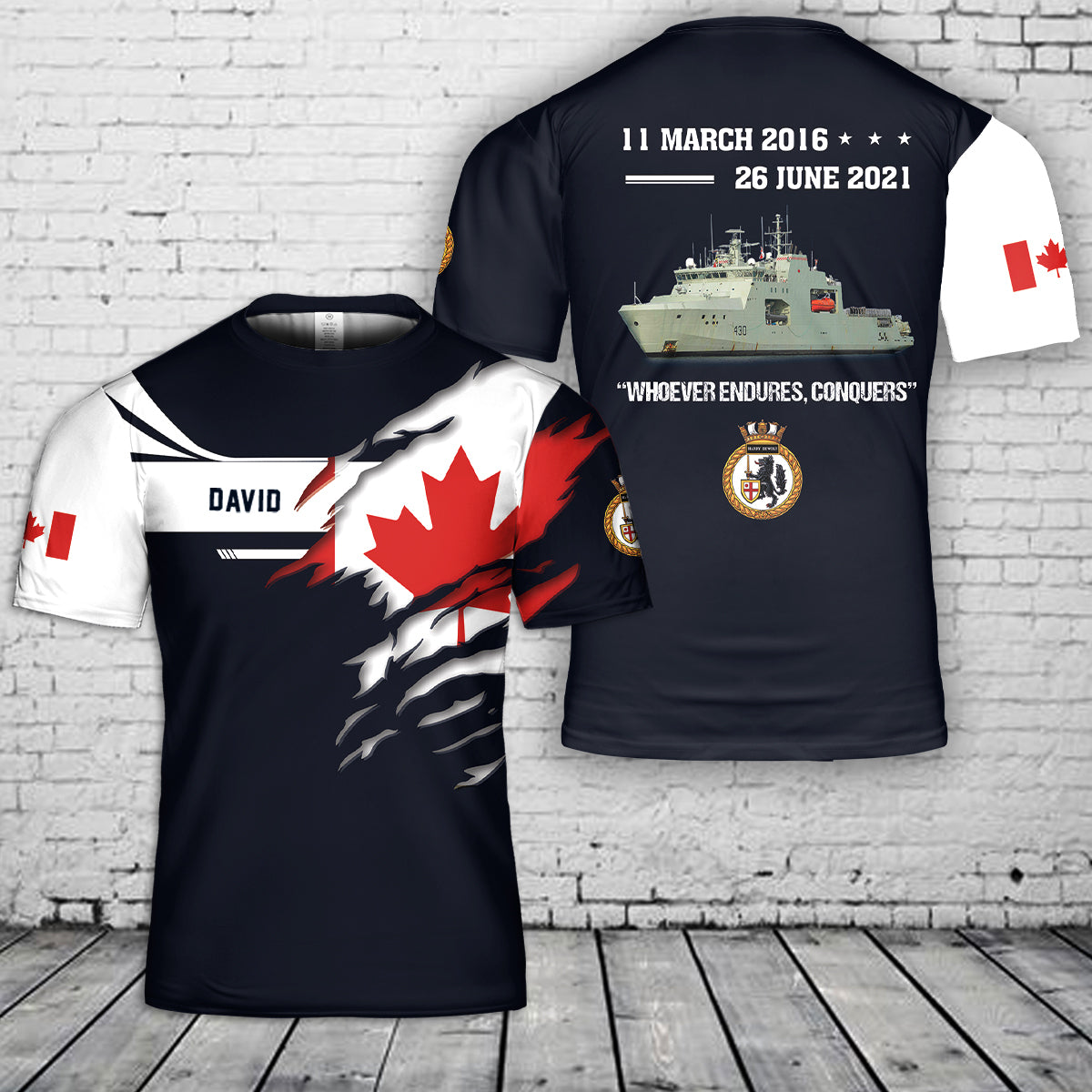 Custom Name Royal Canadian Navy HMCS Harry DeWolf AOPV 430 3D T-Shirt
