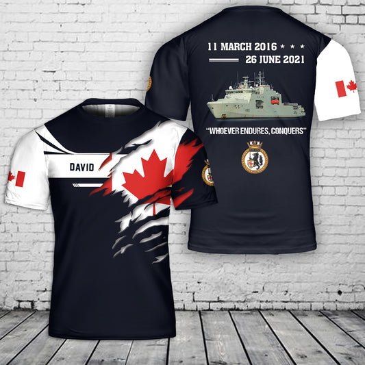 Custom Name Royal Canadian Navy HMCS Harry DeWolf AOPV 430 3D T-Shirt