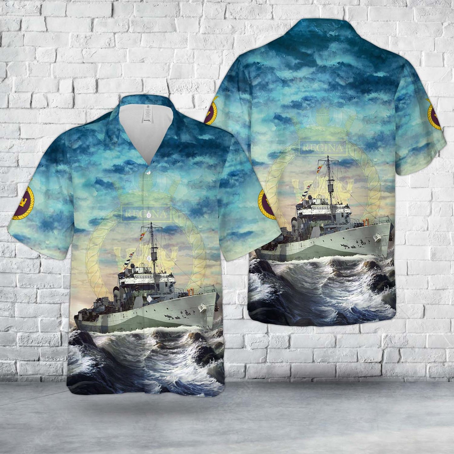 Royal Canadian Navy HMCS Regina (K234) Flower-class corvette In WWII Hawaiian Shirt