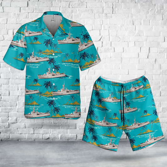 Royal Canadian Navy RCN HMCS Yukon (DDE 263) Mackenzie-class destroyer Combo Pocket Hawaiian Shirt & Shorts