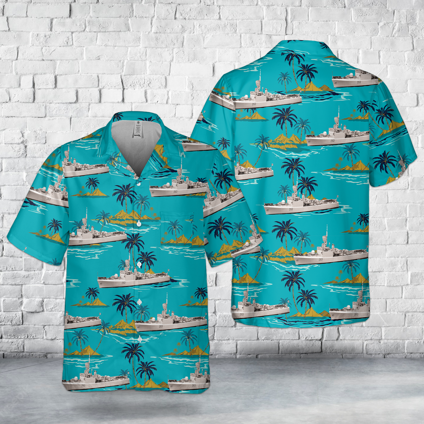 Royal Canadian Navy RCN HMCS Yukon (DDE 263) Mackenzie-class destroyer Combo Pocket Hawaiian Shirt & Shorts