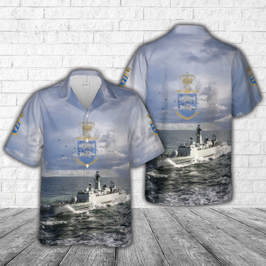 Royal Danish Navy Kongelige Danske Marine - Corvette F 355 HDMS Olfert Fischer Hawaiian Shirt