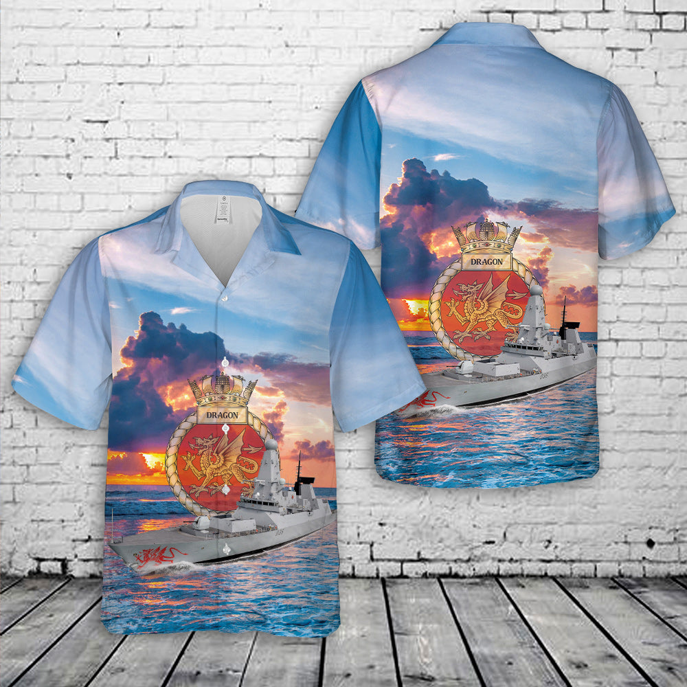 Royal Navy Guided Missile Destroyer D35 HMS Dragon Hawaiian Shirt