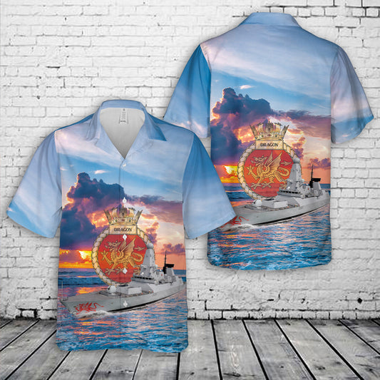 Royal Navy Guided Missile Destroyer D35 HMS Dragon Hawaiian Shirt