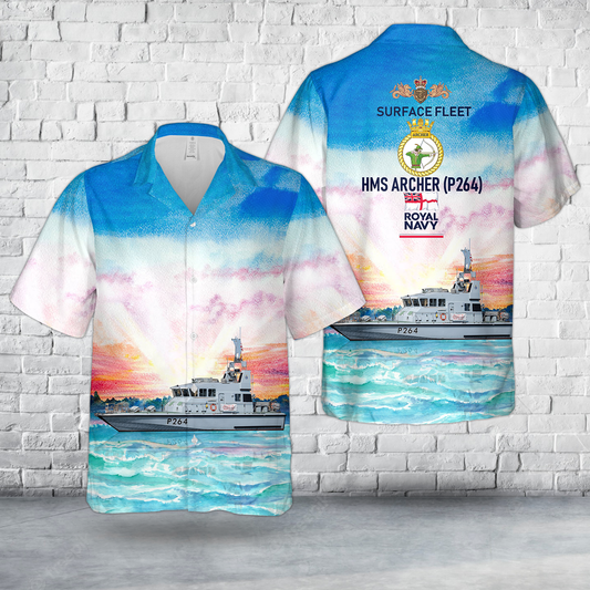 Royal Navy HMS Archer (P264) Archer-class patrol vessel Hawaiian Shirt
