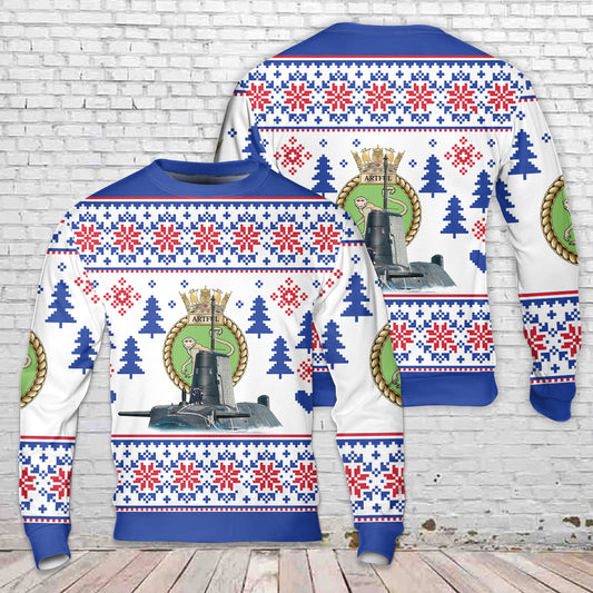 Royal Navy HMS Artful (S121) Astute-class nuclear-powered fleet submarine Christmas Sweater
