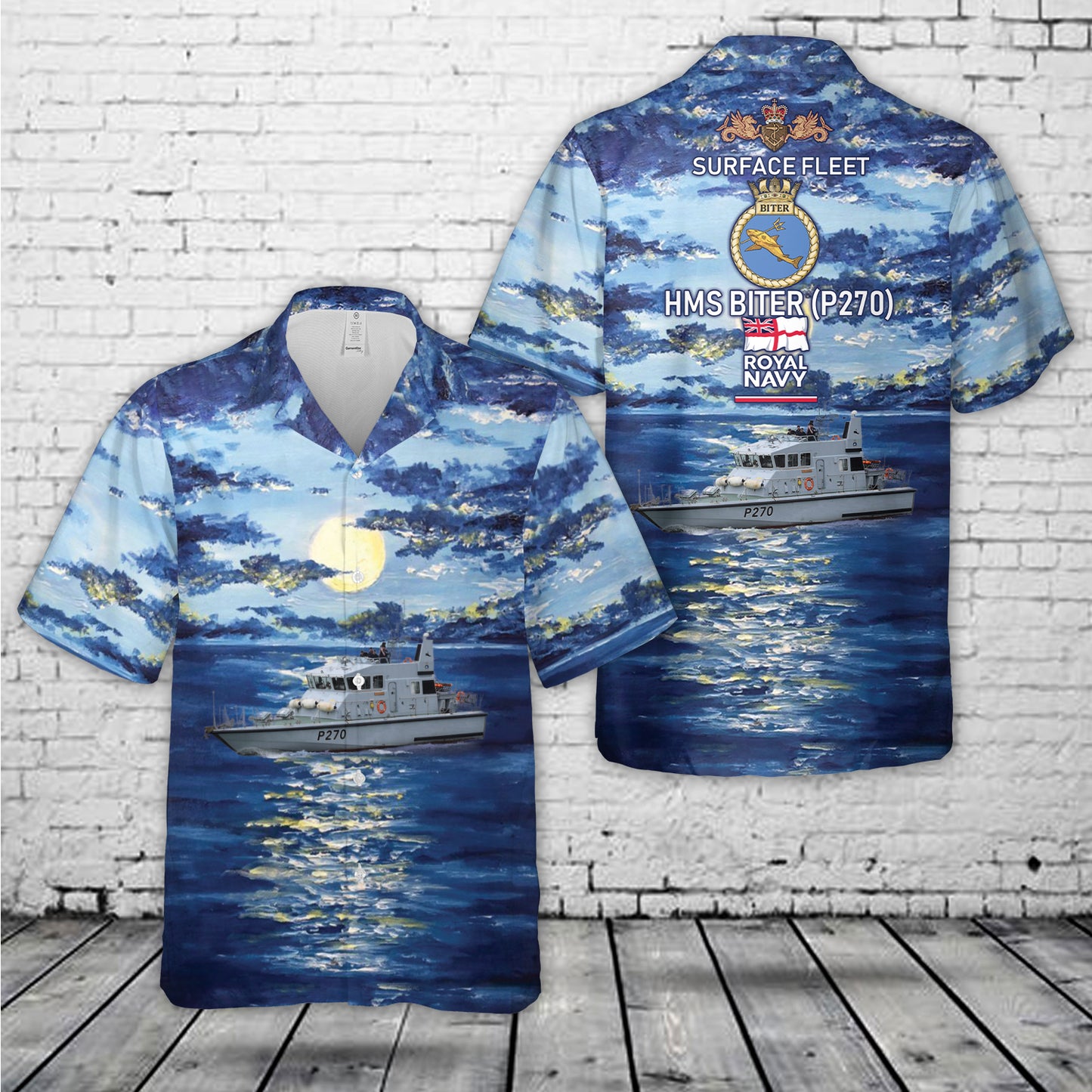 Royal Navy HMS Biter (P270) Archer-class patrol vessel Hawaiian Shirt