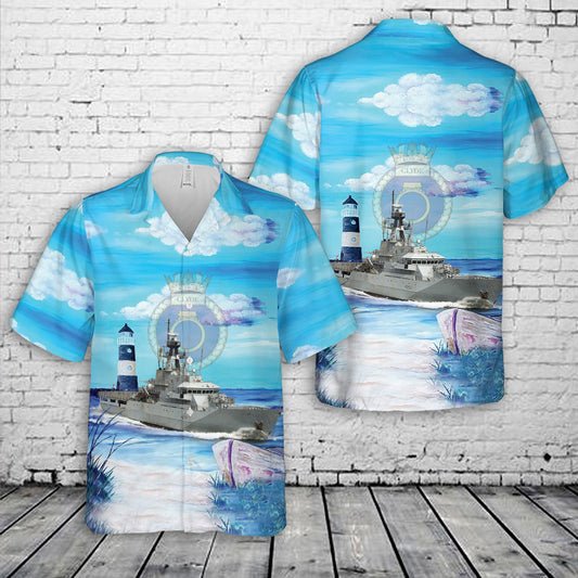 Royal Navy HMS Clyde (P257) Offshore Patrol Vessel Hawaiian Shirt