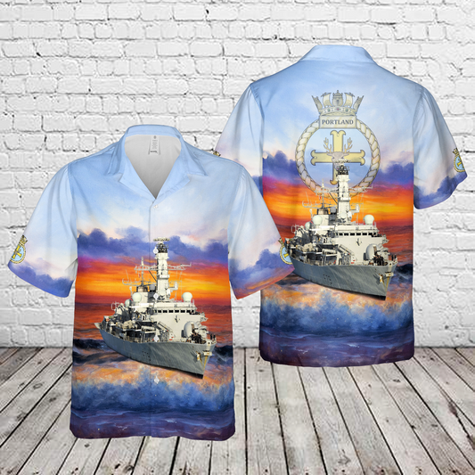 Royal Navy HMS Portland (F79) Hawaiian Shirt