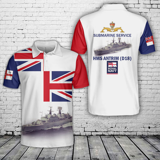 Royal Navy SUBMARINE SERVICE HMS Antrim (D18) County-class destroyer Polo Shirt