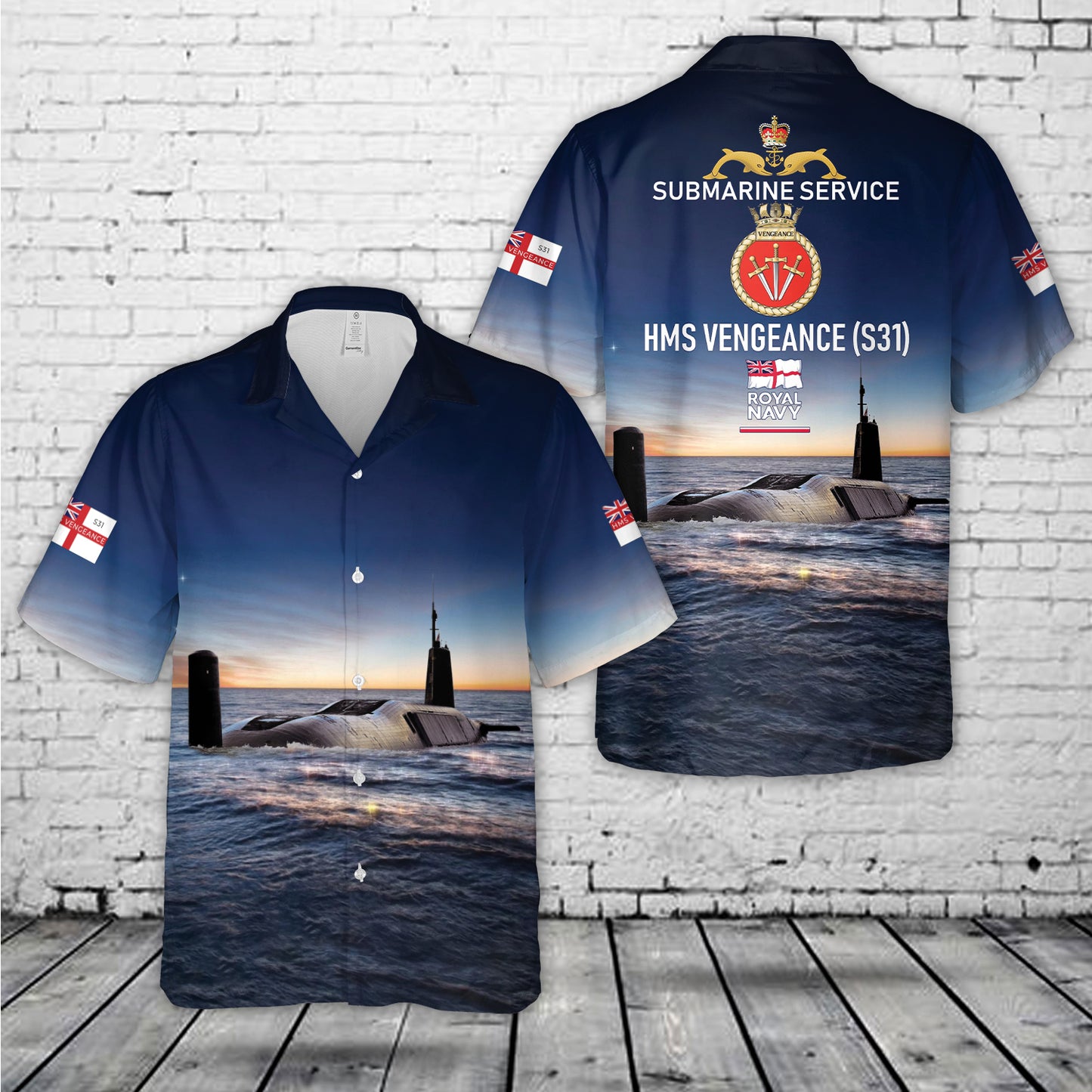 Royal Navy Vanguard class submarine HMS Vengeance (S31) Hawaiian Shirt