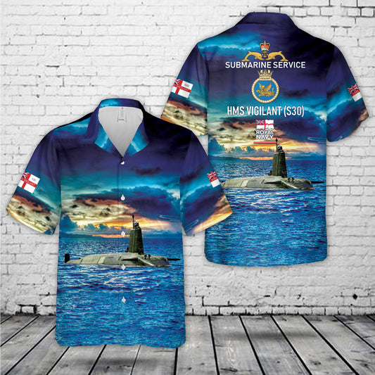 Royal Navy Vanguard class submarine HMS Vigilant (S30) Hawaiian Shirt