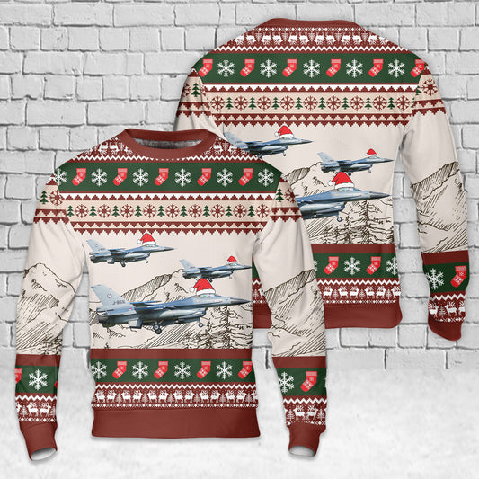 Royal Netherlands Air Force F-16AM J-866 Christmas AOP Sweater
