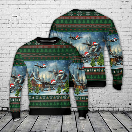Royal New Zealand Air Force RNZAF No. 40 Squadron Lockheed C-130H(NZ) Hercules Christmas AOP Sweater