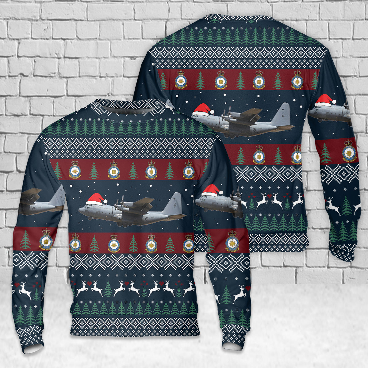 Royal New Zealand Air Force (RNZAF) Lockheed C-130H Hercules CN 4054 Christmas AOP Sweater