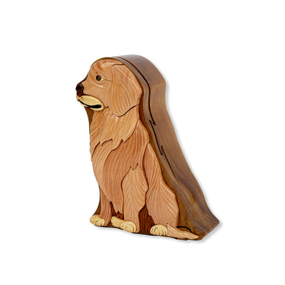 Golden Retriever Dog Wooden Jewelry Box, Handcrafted Golden Retriever Dog Lover's Gift