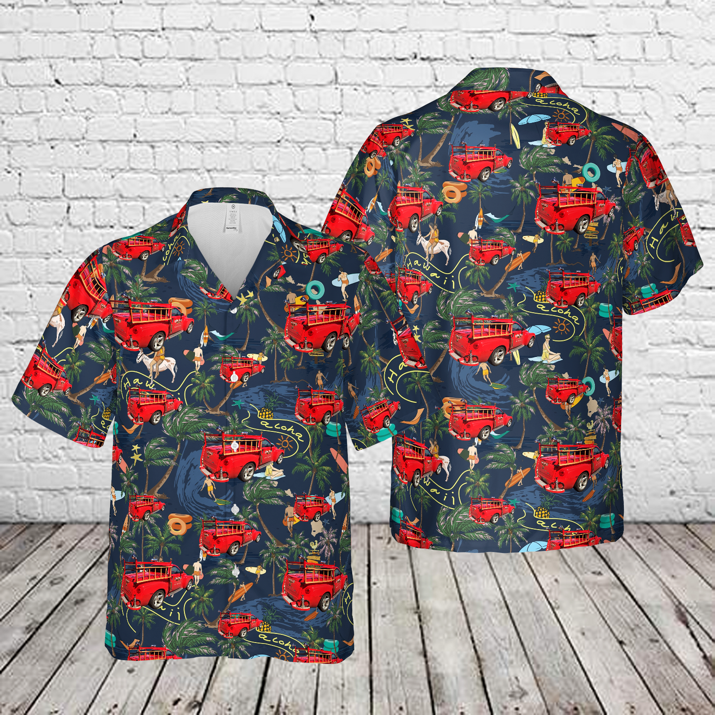 SSR Fire Truck Firehouse Subs Hawaiian Shirt