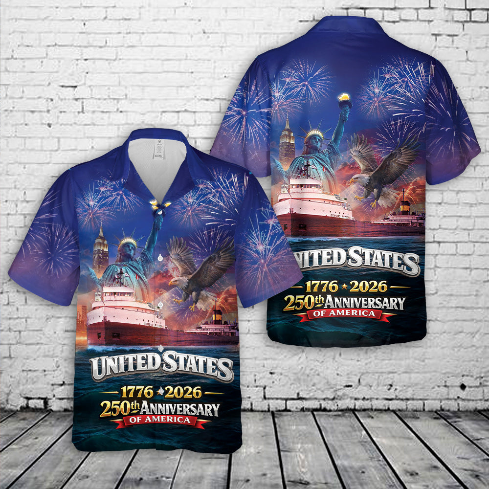 SS Edmund Fitzgerald 1776-2026, 250th Anniversary Hawaiian Shirt