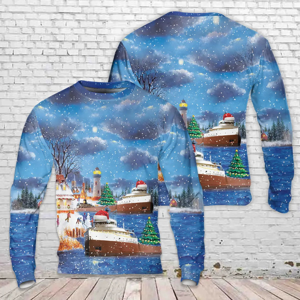 SS Edmund Fitzgerald AOP Christmas Sweater