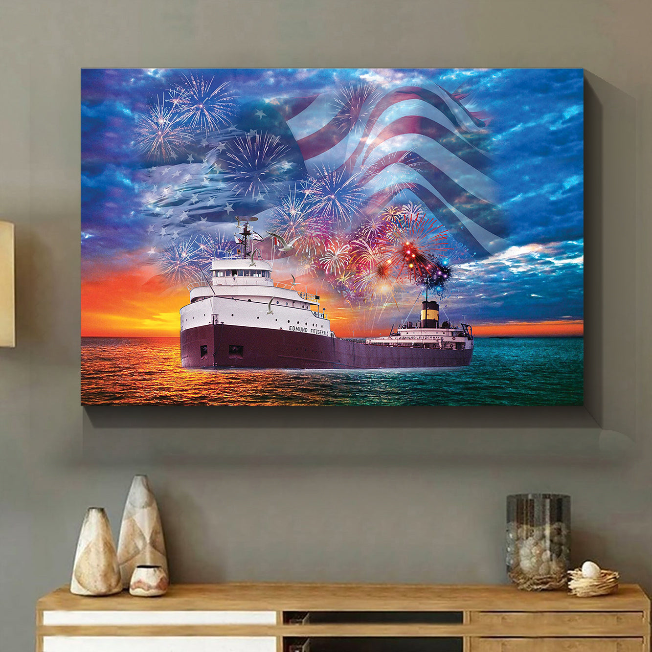 SS Edmund Fitzgerald, 4th Of July Canvas