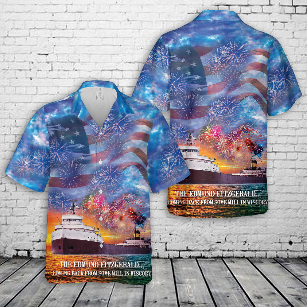 SS Edmund Fitzgerald, 4th Of July Hawaiian Shirt